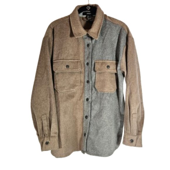 Forever 21 Casual Jacket Grey Taupe Shacket Women's Size Medium Premium Label - Picture 1 of 6